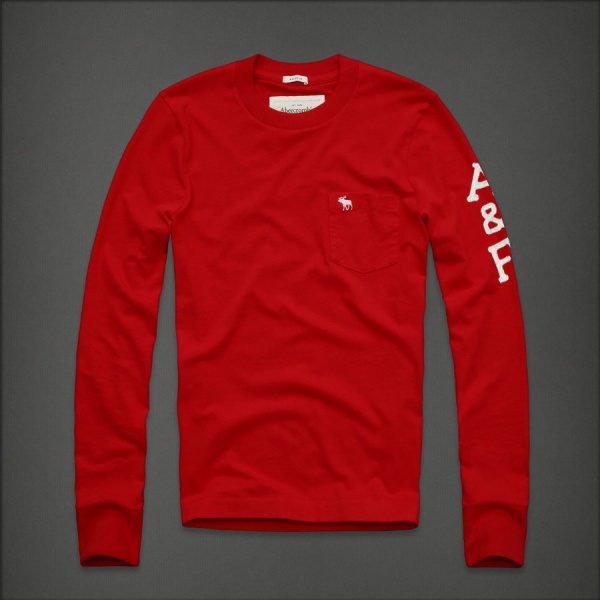 Abercrombie Fitch Hombres De Cuello Redondo Largo Remera AF5873